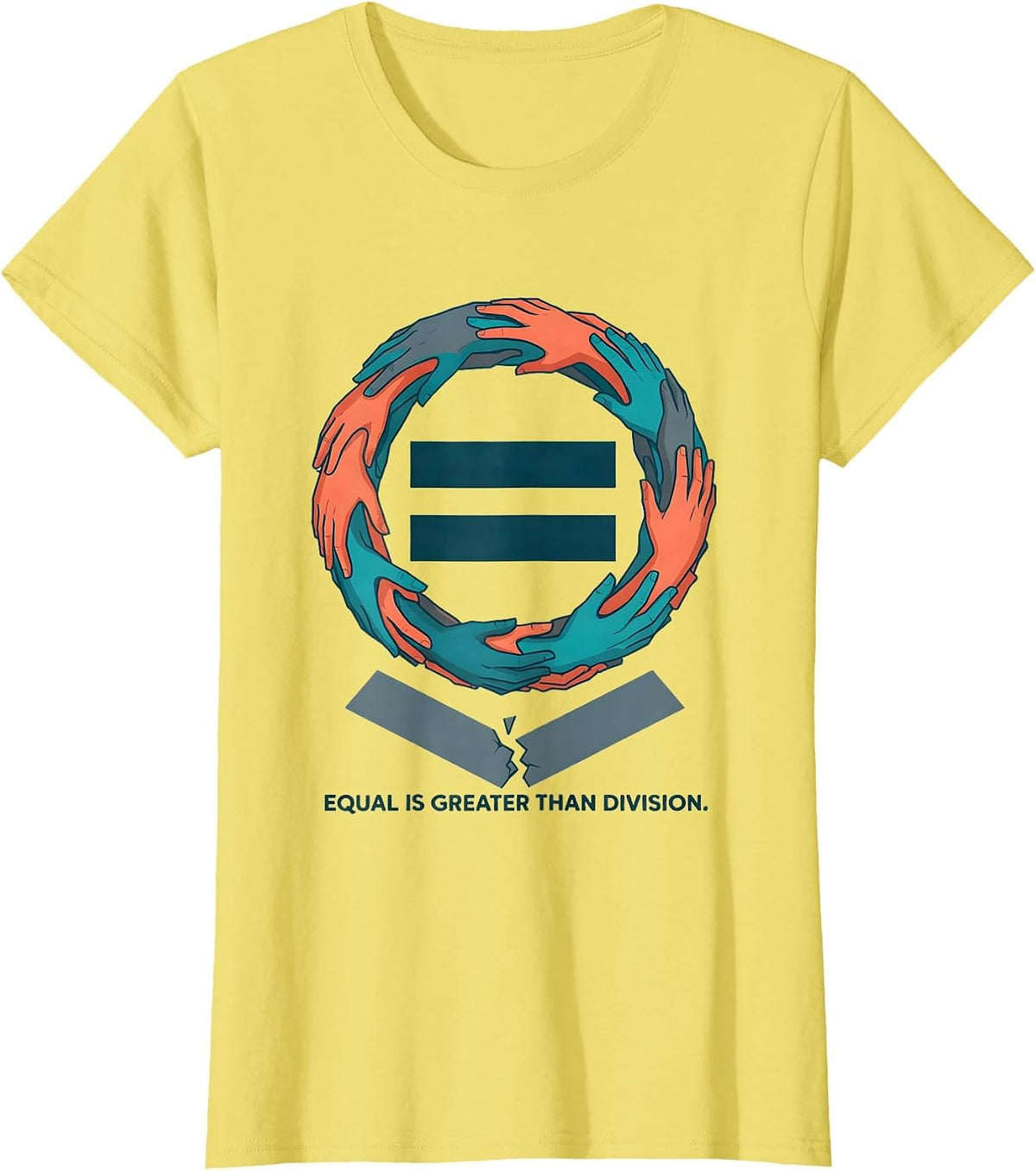 Equal Is Greater Than Division Antiracism Equality Symbol T-Shirt - Lemon Yellow