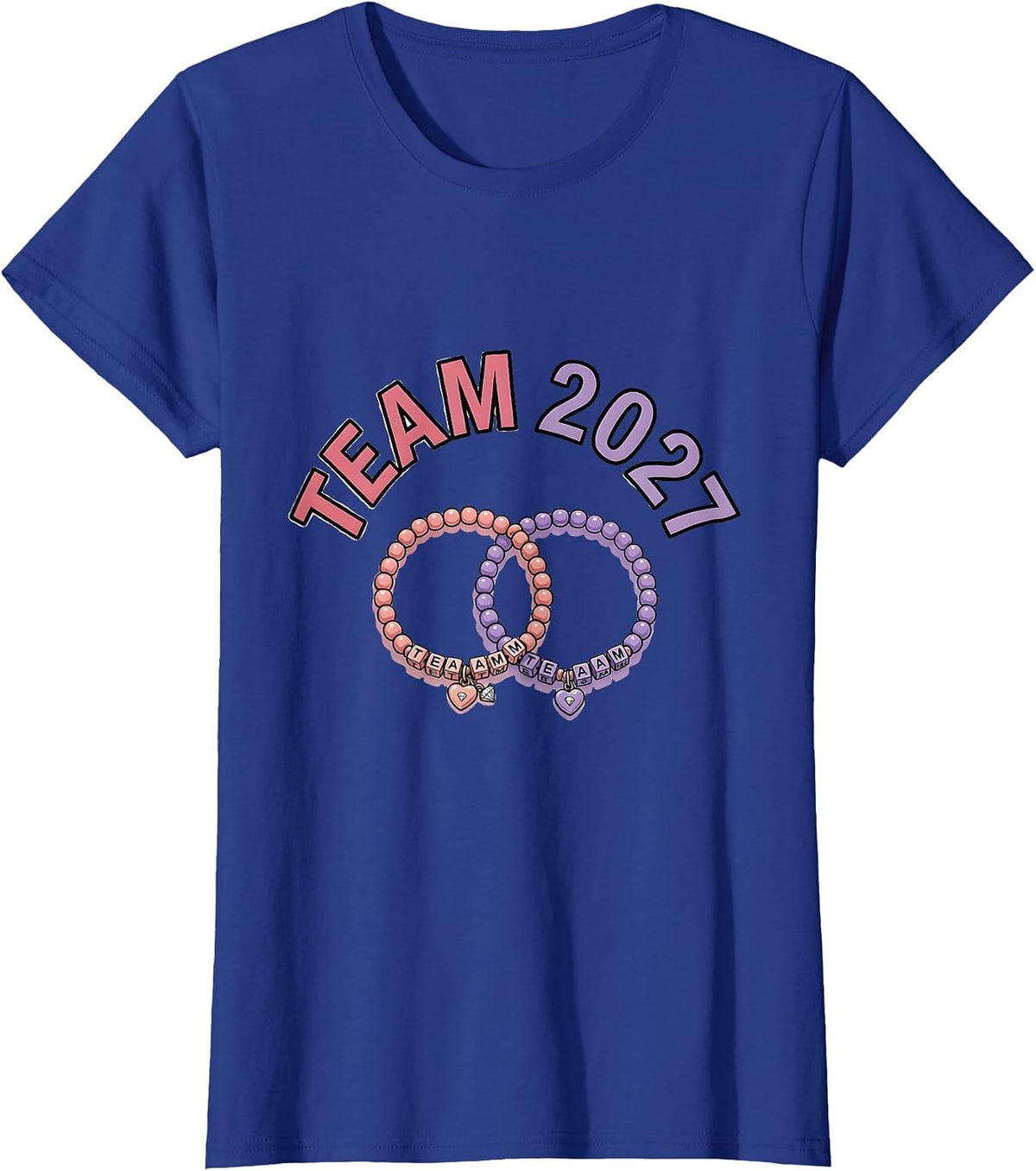 Women's Team 2027 Cute Matching Friendship Bead Bracelets Girls T-Shirt - Royal Blue