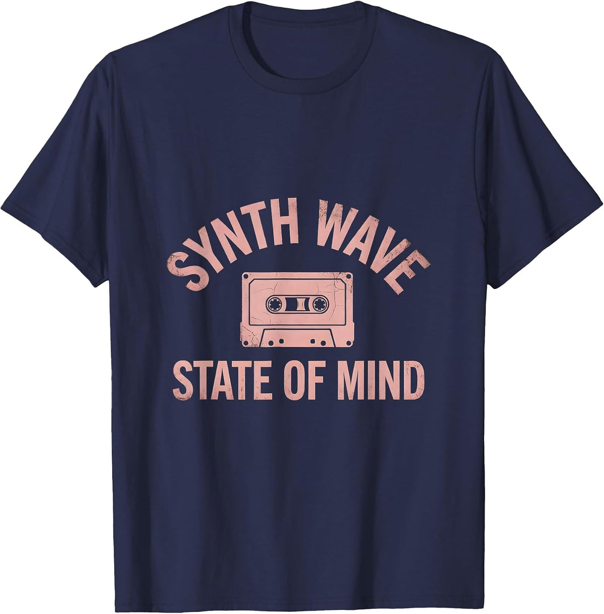Synth Wave State of Mind 80s Band Design T-Shirt - Navy Blue