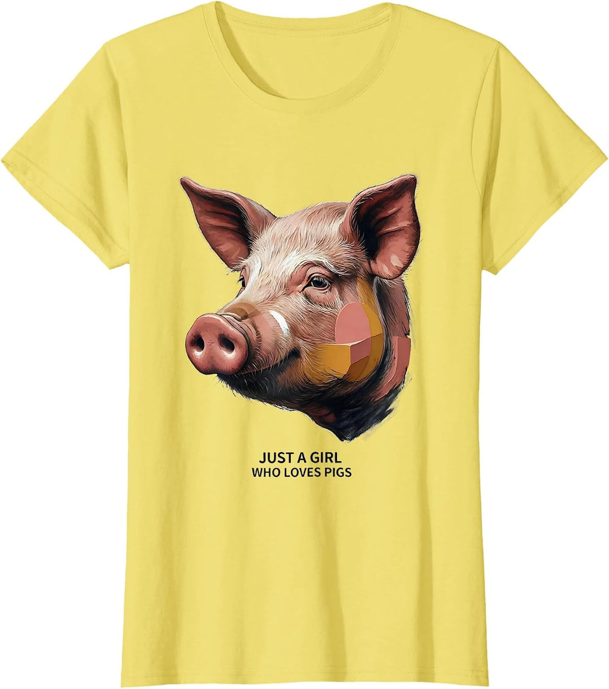 Just A Girl Who Loves Pigs Funny Pig Lover Farm Animal Humor T-Shirt - Lemon Yellow