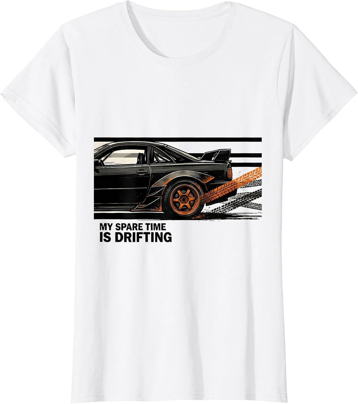 Women's My Spare Time Is Drifting Funny Car Enthusiast Car Lover T-Shirt - White