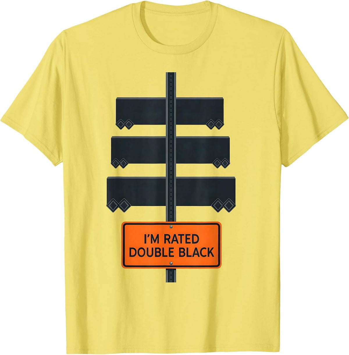 Men's I'm Rated Double Black Funny Ski Snowboarder Winter Sports T-Shirt - Lemon Yellow