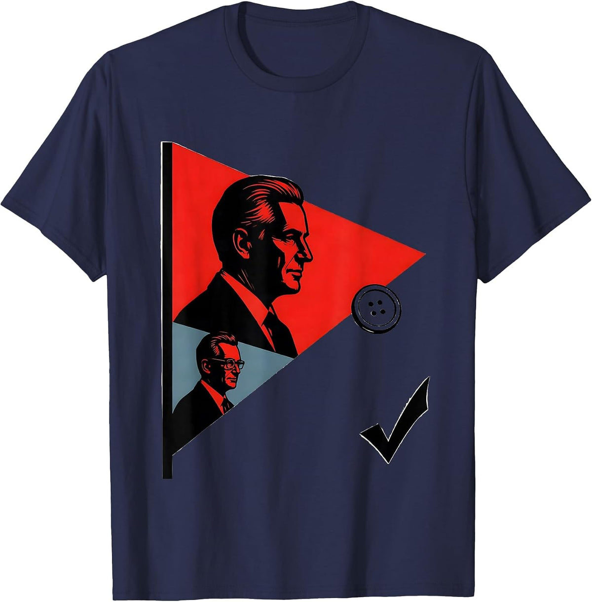 Men's Campaign Pennant Retro Political Nostalgia JFK Souvenir T-Shirt - Navy Blue