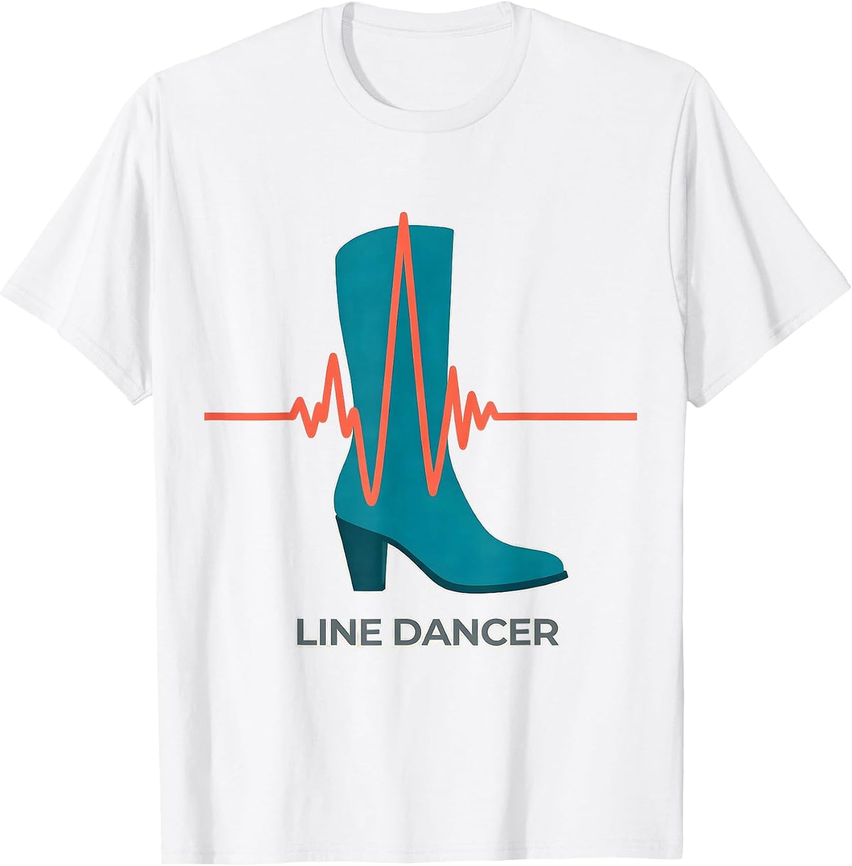 Men's Line Dancer Heartbeat EKG Pulse Line Dancing Hobby Pride T-Shirt - White