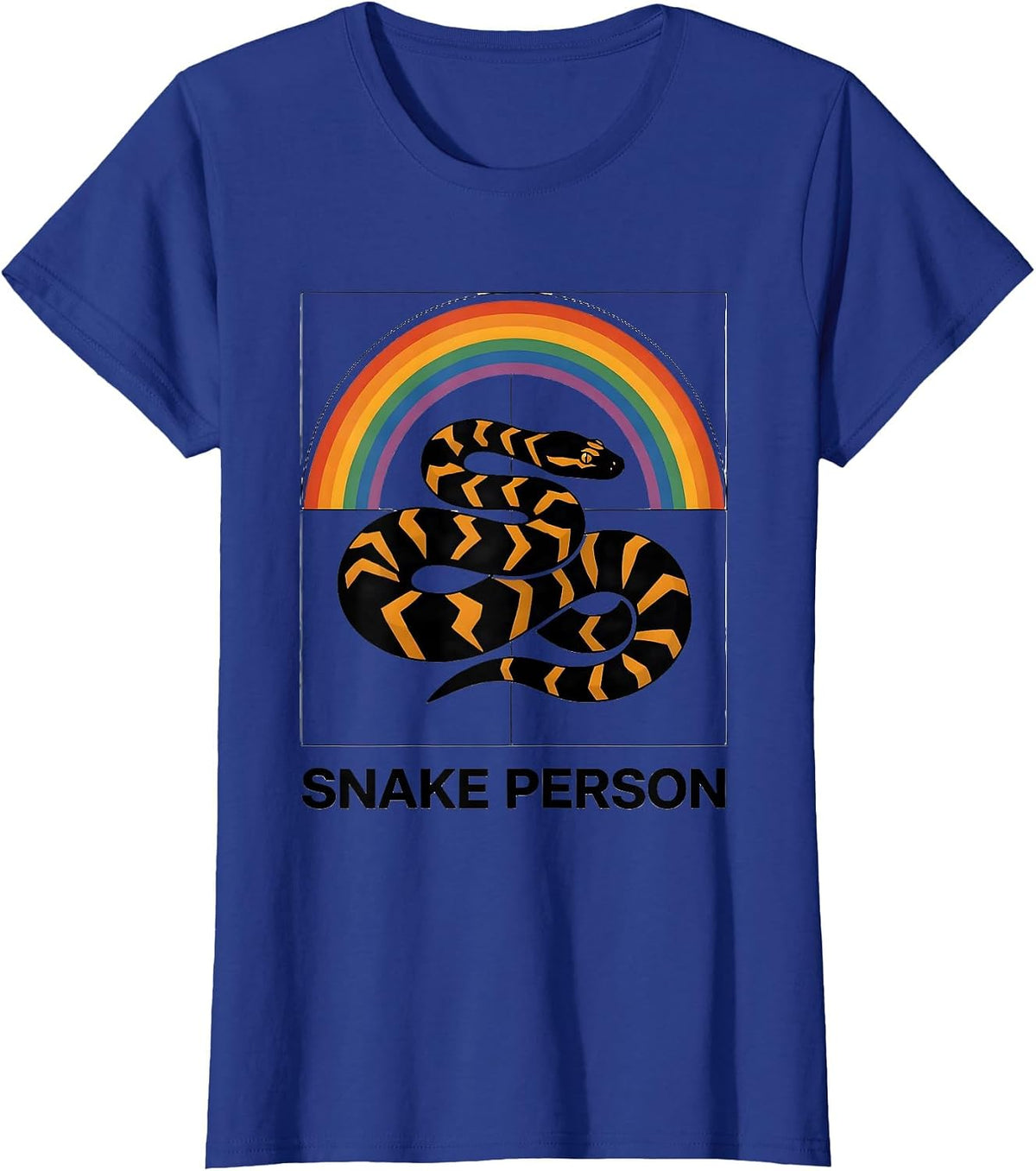 Women's Ball Python Silhouette Retro Snake Enthusiast Humor T-Shirt - Royal Blue