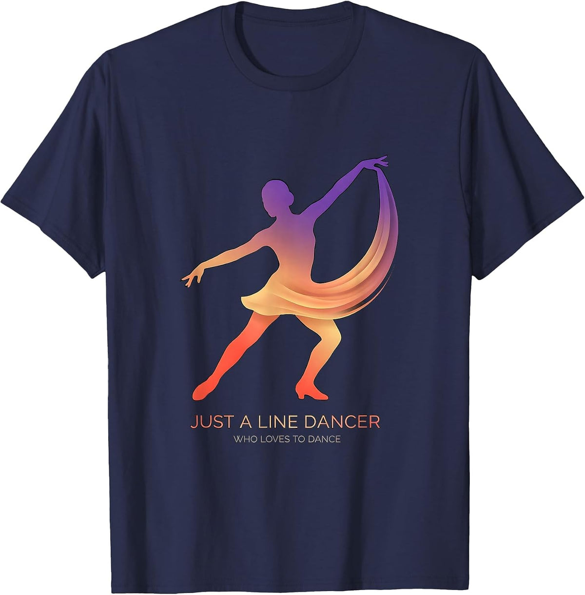 Men's Just A Line Dancer Who Loves To Dance Gradient Line Dance T-Shirt - Navy Blue