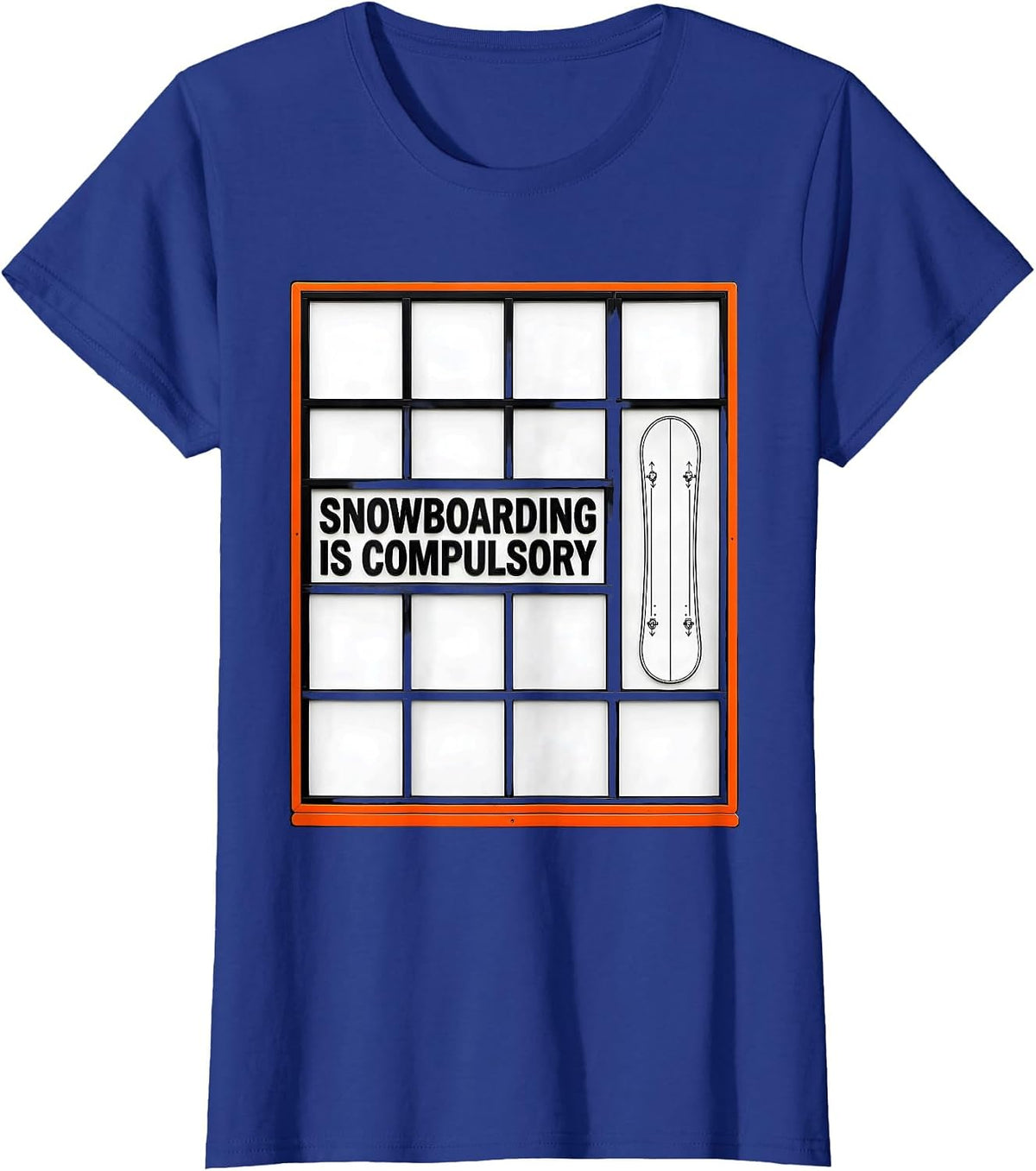 Women's Snowboarding Is Compulsory Geometric Snowboarder Pride T-Shirt - Royal Blue