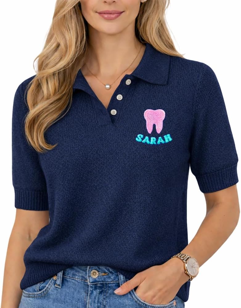 Dental Hygienist Embroidered Sweater, Gift For Hygienist, Tooth Gift, Teeth Polo Sweater Sweatshirts For Women - Dental #4