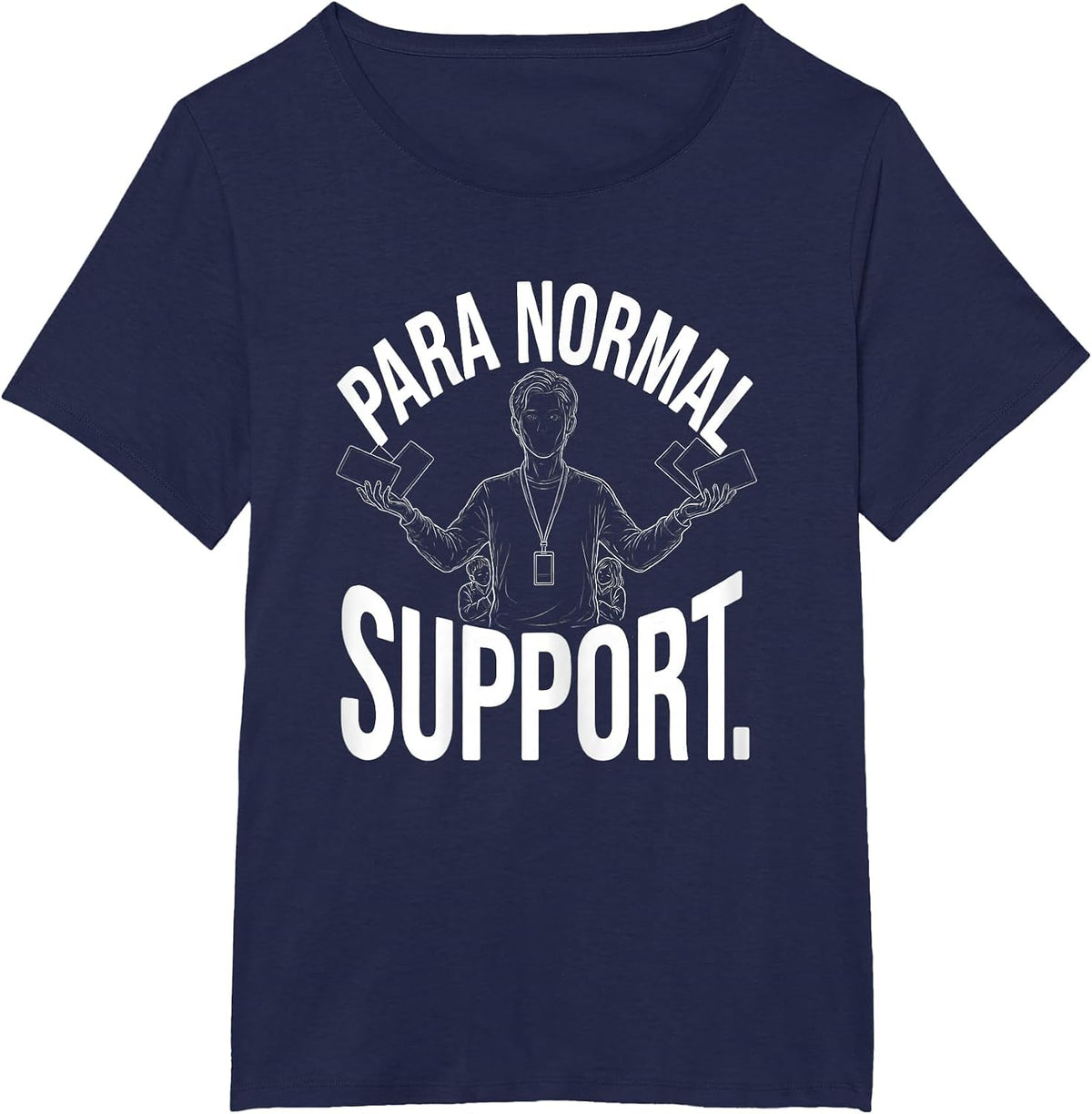 Women's Para Normal Support Funny Ghost Paraprofessional Halloween T-Shirt - Navy Blue