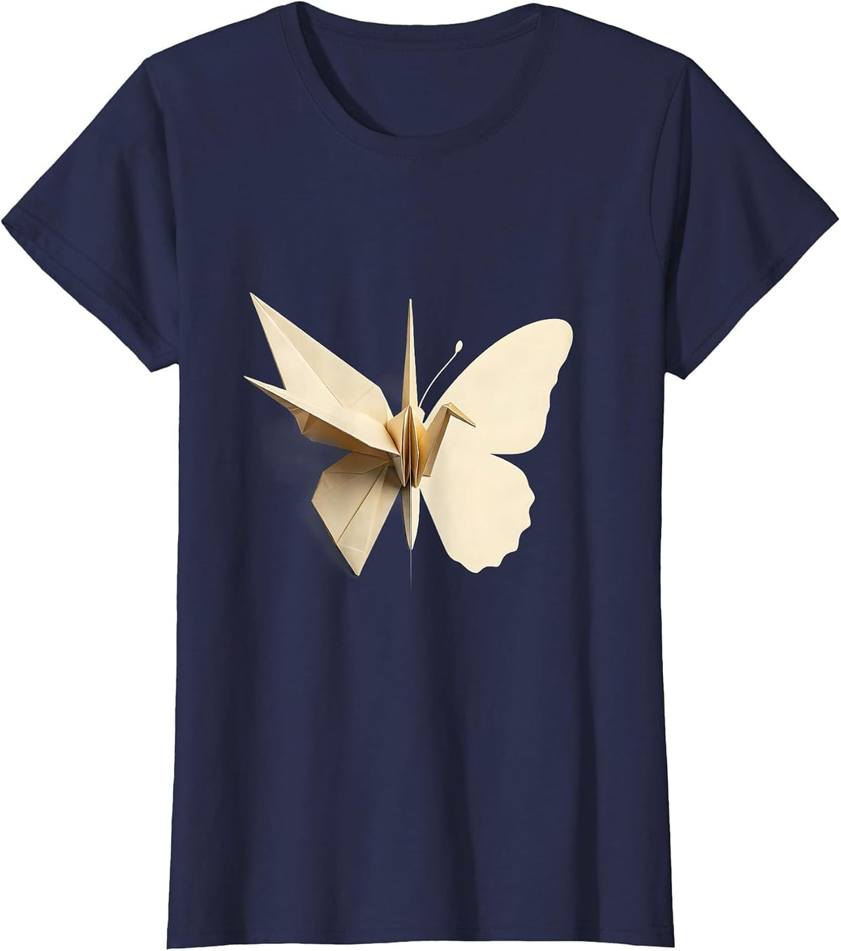 Women's Paraprofessional Butterfly Origami Transformation Art T-Shirt - Navy Blue