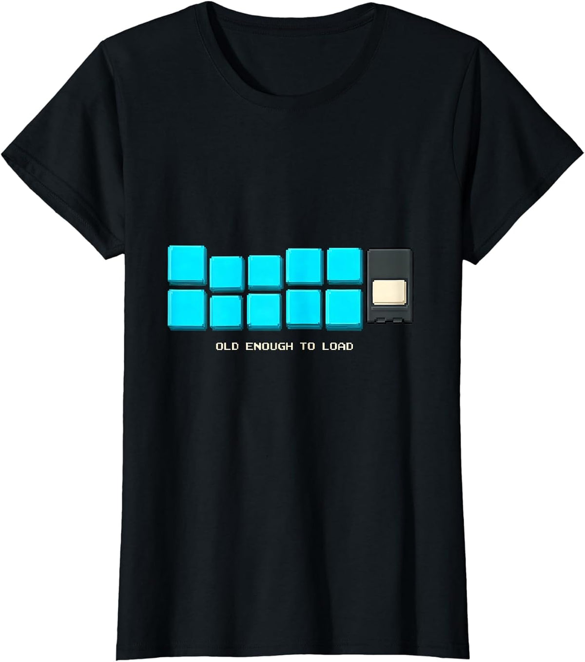 Old Enough To Load Pixel Art Retro Gaming Funny Gamer T-Shirt - Black