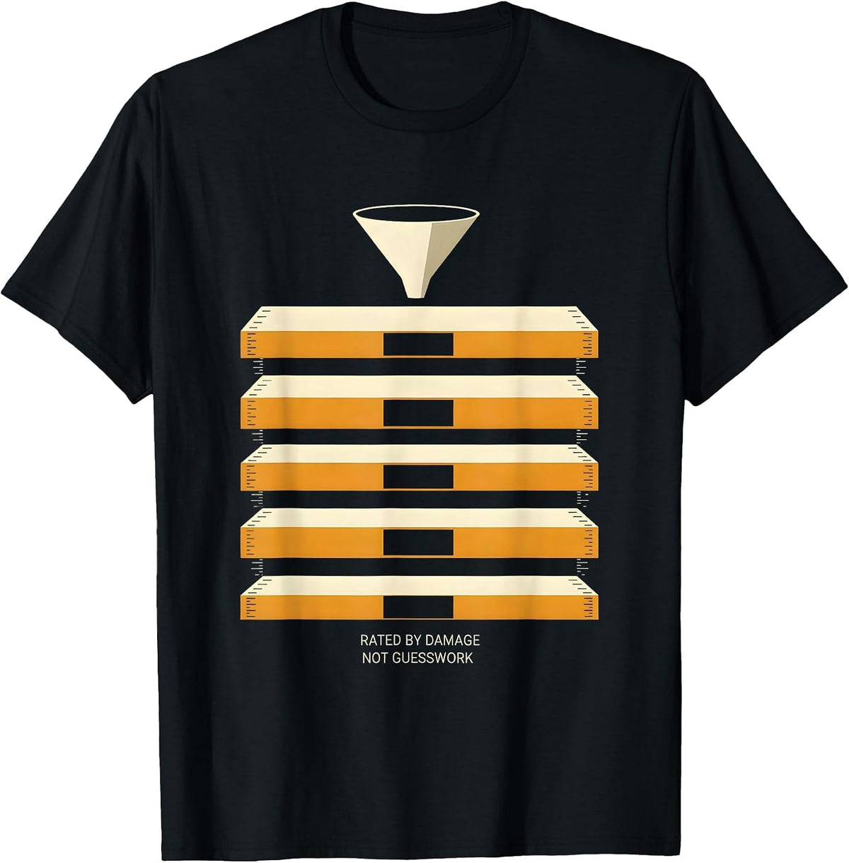 Men's Rated By Damage Not Guesswork Flat Step Scale Storm Chaser T-Shirt - Black