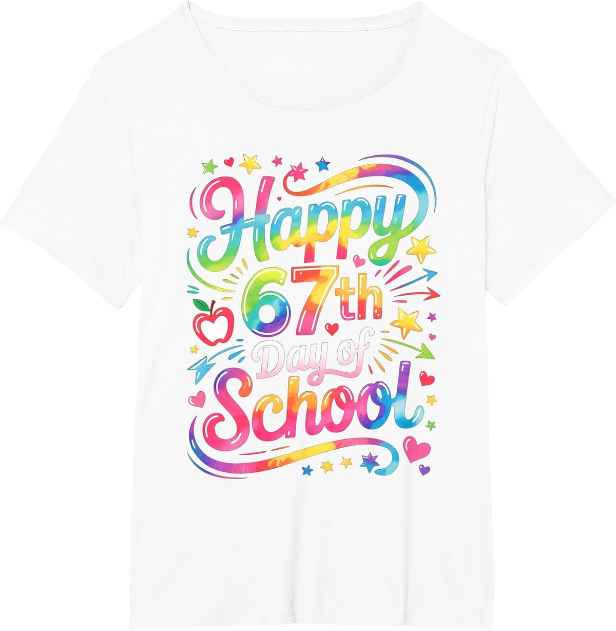 Happy 67 Days of School Meme100th Day of School Tie Dye T-Shirt - White