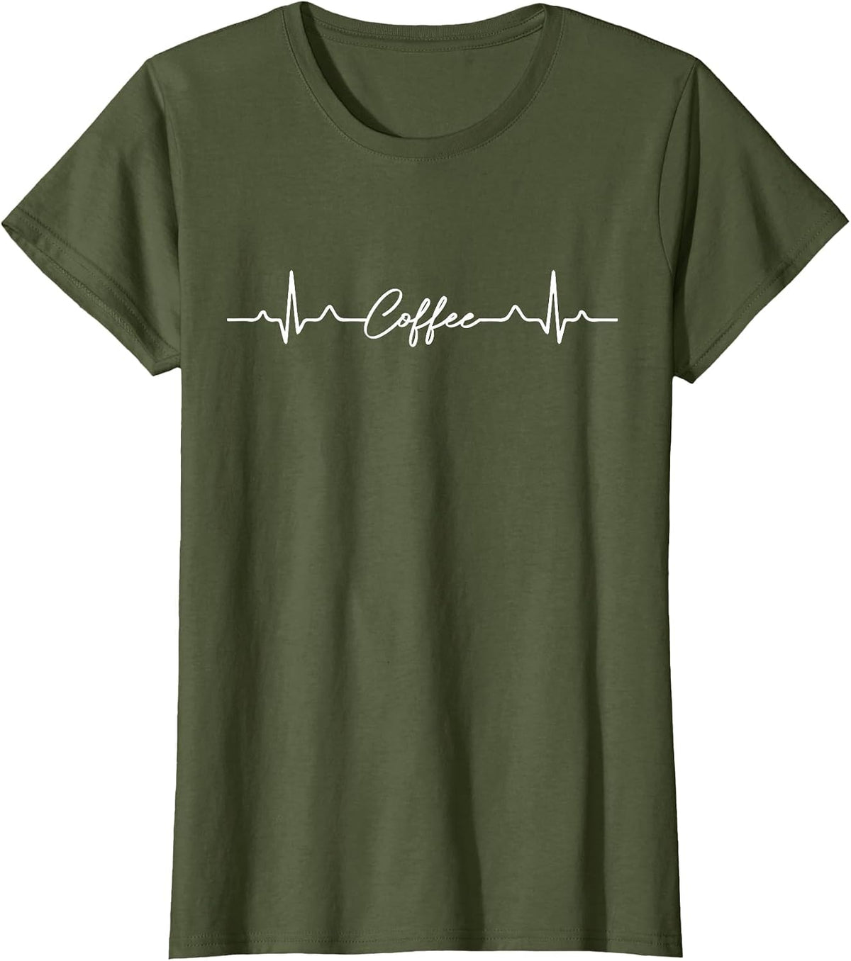 Coffee Heartbeat - Coffee Lover T-Shirt - Olive Green