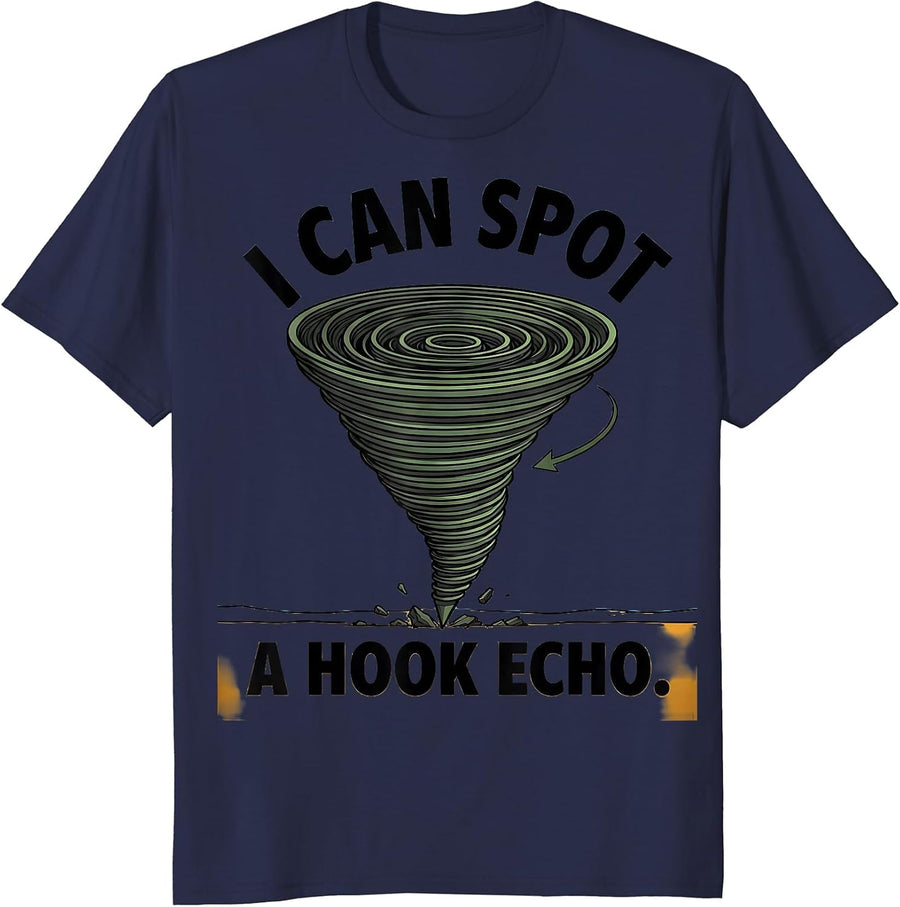 I Can Spot A Hook Echo Funny Storm Chaser Meteorology T-Shirt - Navy Blue