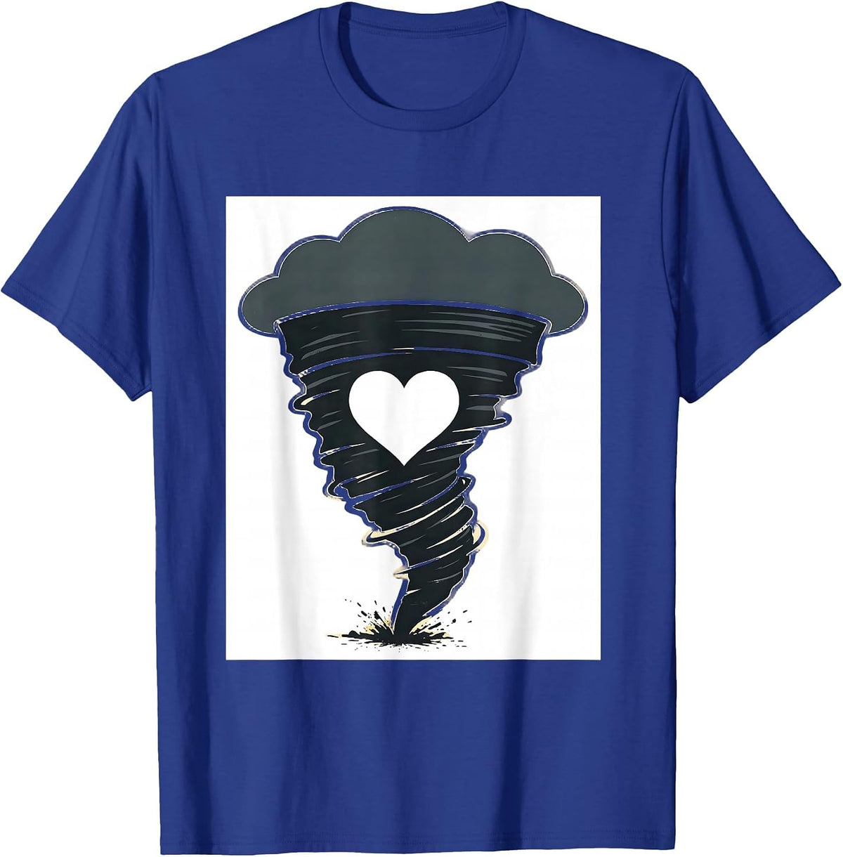 Men's Tornado Funnel Heart Screenprint Storm Chaser Meteorology T-Shirt - Royal Blue