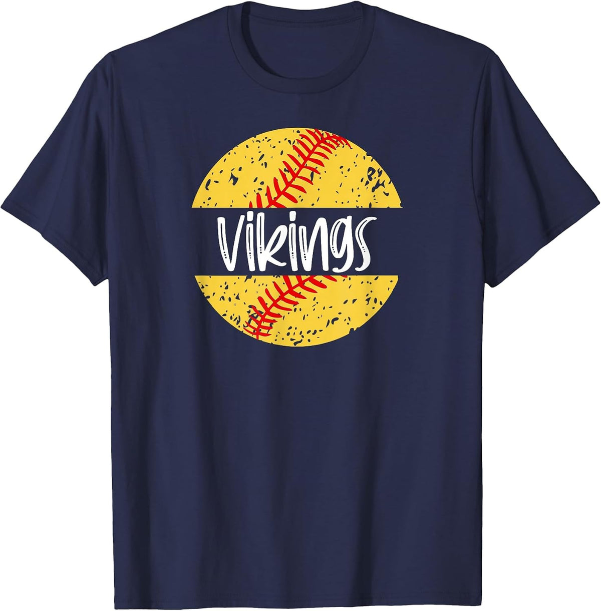 Vikings Softball Team Mascot School Spirit Game Day T-Shirt - Navy Blue