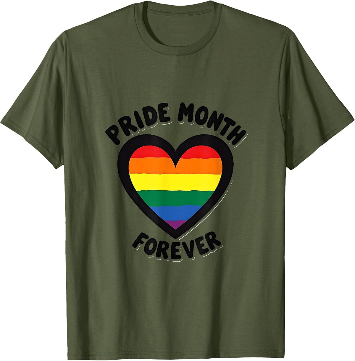 Pride Month Forever Bold Celebration Design T-Shirt - Olive Green