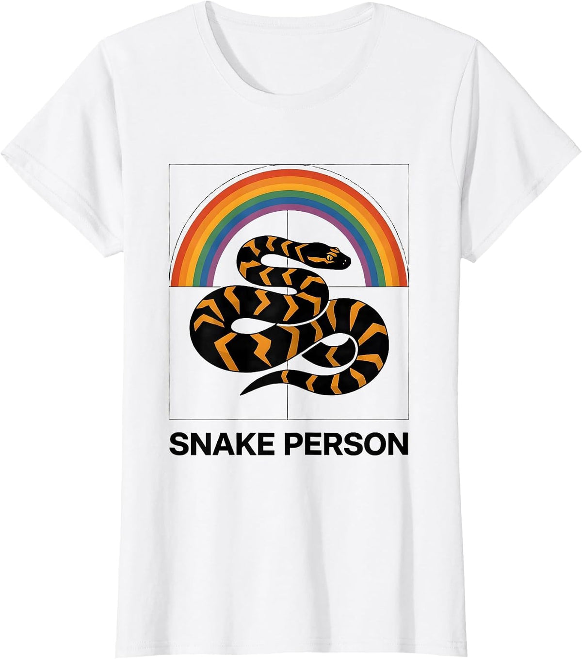 Women's Ball Python Silhouette Retro Snake Enthusiast Humor T-Shirt - White