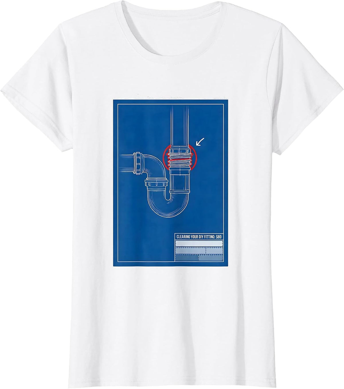 Women's Clearing Your DIY Fitting: $80 Funny Plumber Pipefitter T-Shirt - White