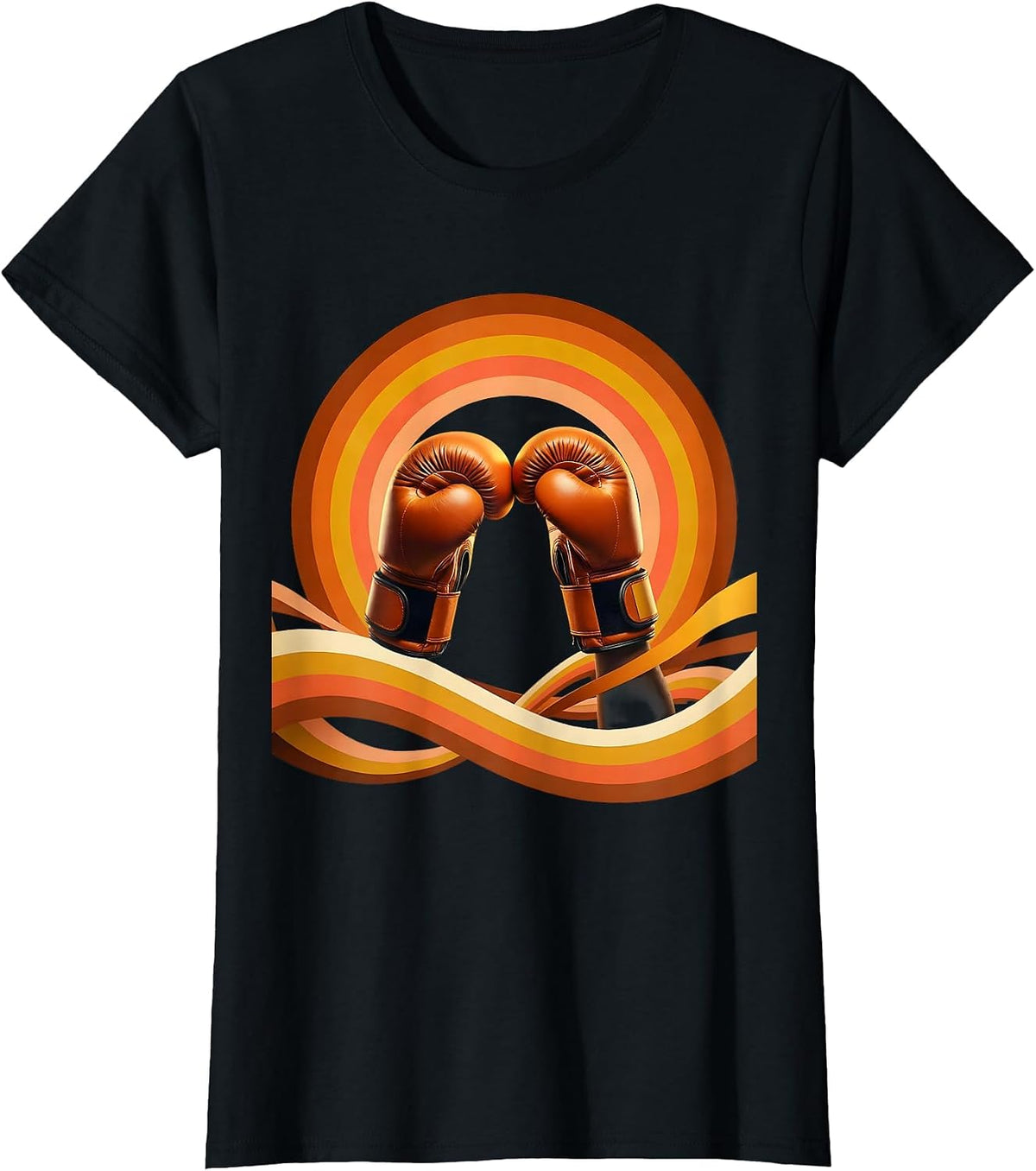 Boxer Gloves Raised in Victory Illustration T-Shirt - Black