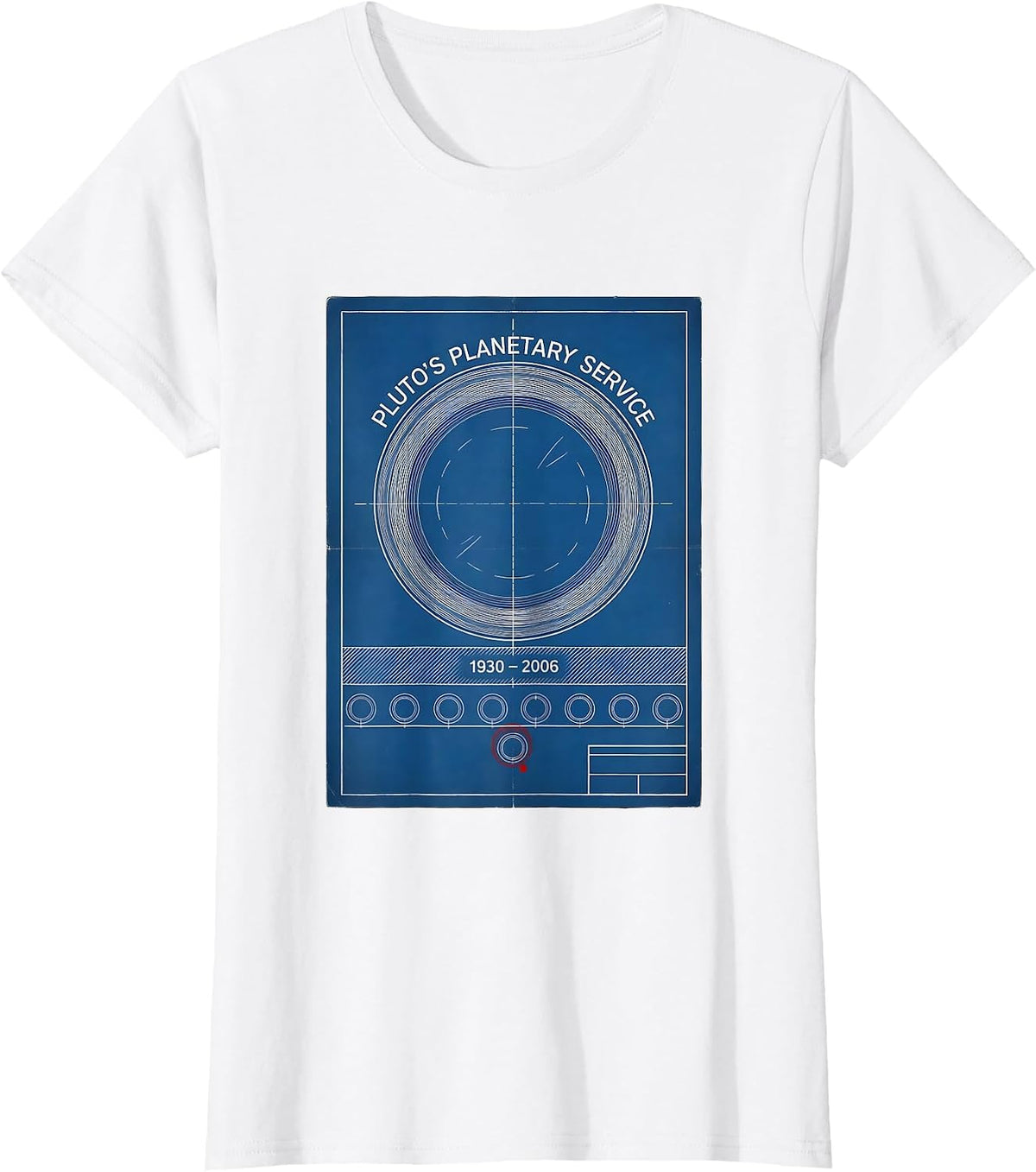 Pluto's Planetary Service, 1930–2006 Retro Pluto Planet T-Shirt - White