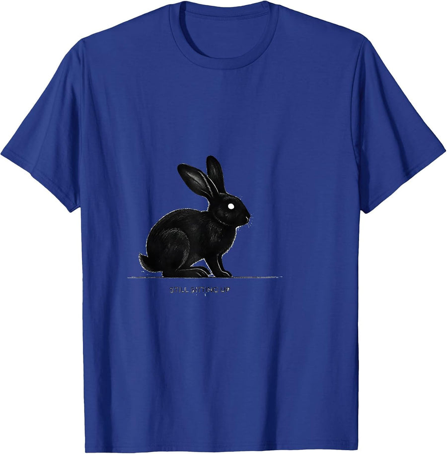 Still Sitting Up Minimalist Creepy Cute Goth Bunny Horror T-Shirt - Royal Blue