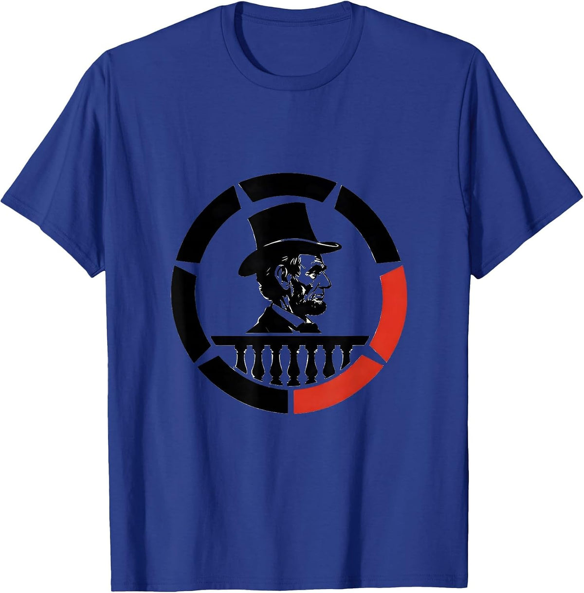 Lincoln Badge Stencil Graphic History Buff Christmas T-Shirt - Royal Blue