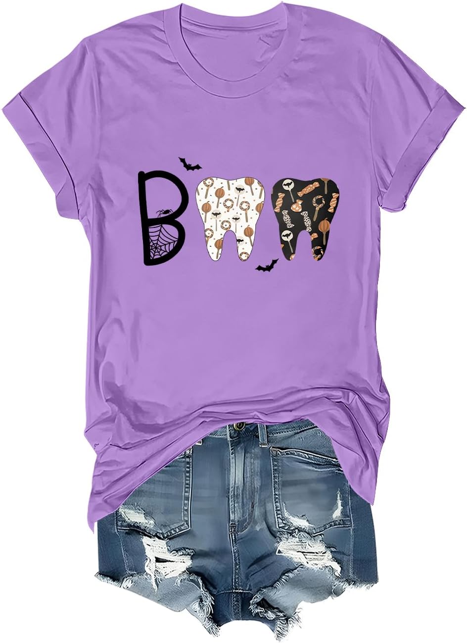 Halloween Dental Shirt Boo Shirt Weird Season Terror Teeth T-Shirt Unisex - Purple