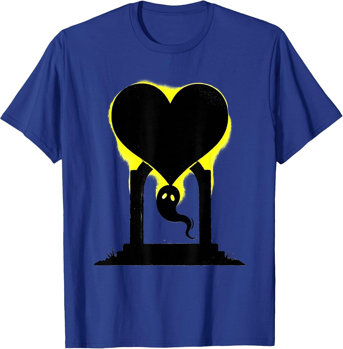 Men's Heart Gravestone Stencil Kawaii Pastel Goth Teen T-Shirt - Royal Blue