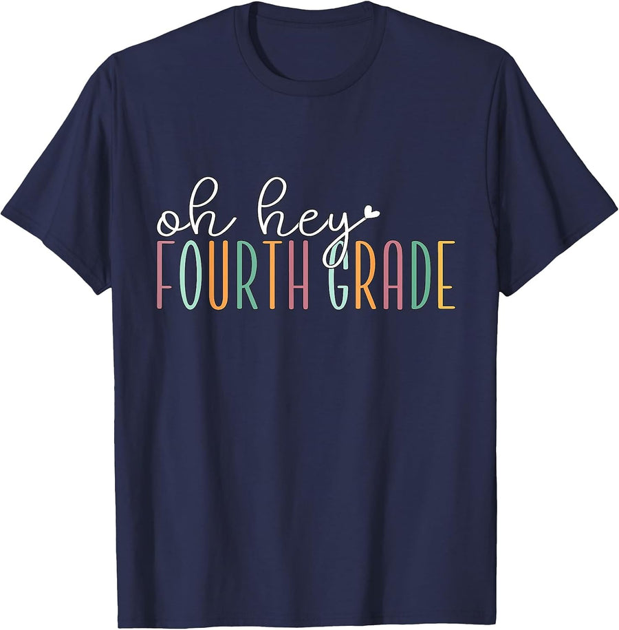 Oh Hey Fourth Grade, Cute 4th Grade Team Students Teachers T-Shirt - Navy Blue