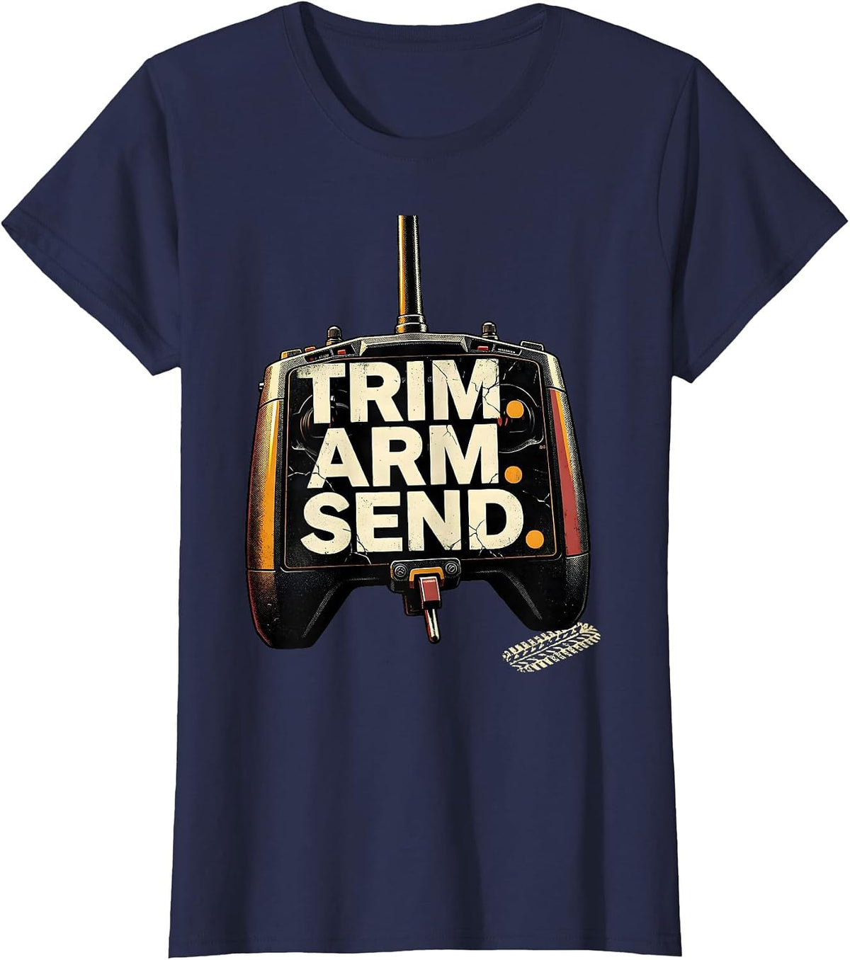 Women's Trim Arm Send Distressed Vintage RC Racing Drag Strip T-Shirt - Navy Blue