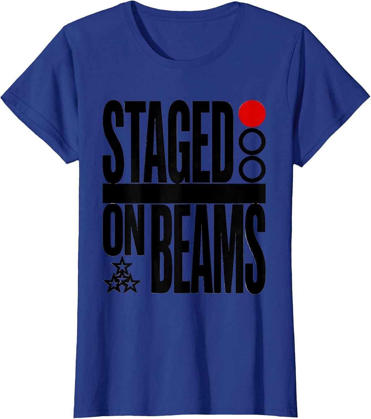 Women's Staged On Beams Brutalist Graphic RC Car Racing American T-Shirt - Royal Blue