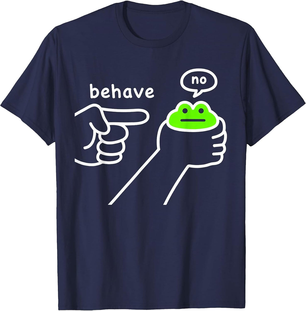 Dishonest Frog Funny Frog Meme Behave No Cartoon Design T-Shirt - Navy Blue