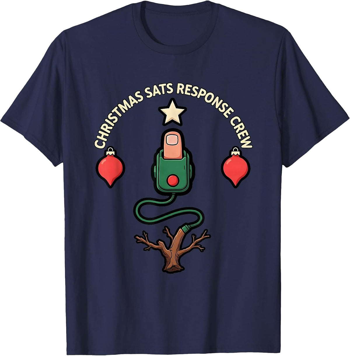 Christmas Sats Response Crew Funny Respiratory Therapist T-Shirt - Navy Blue