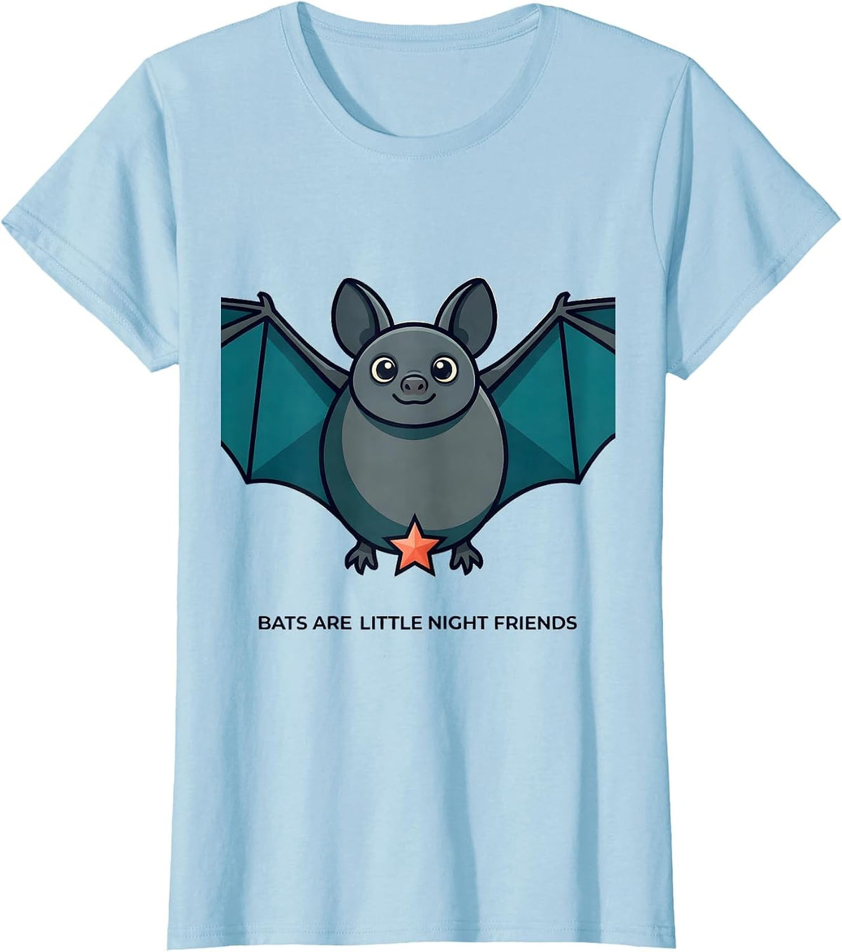 Women's Bats Are Little Night Friends Funny Bat Lover Wildlife Humor T-Shirt - Baby Blue