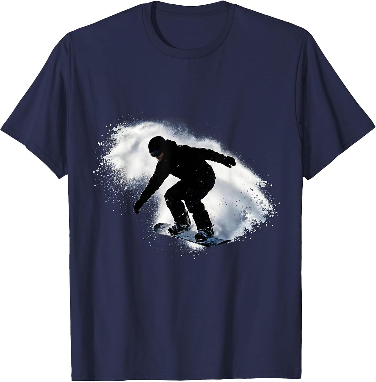 Men's Snowboarder Powder Spray Carving Graphic T-Shirt - Navy Blue