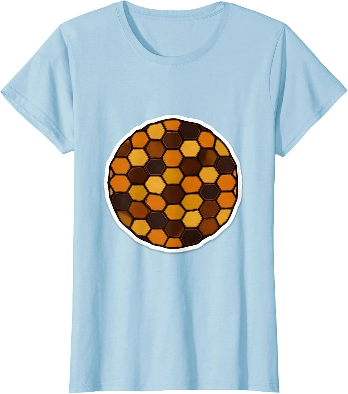 Women's Tortoise Shell Mosaic Geometric Hexagon Pattern T-Shirt - Baby Blue