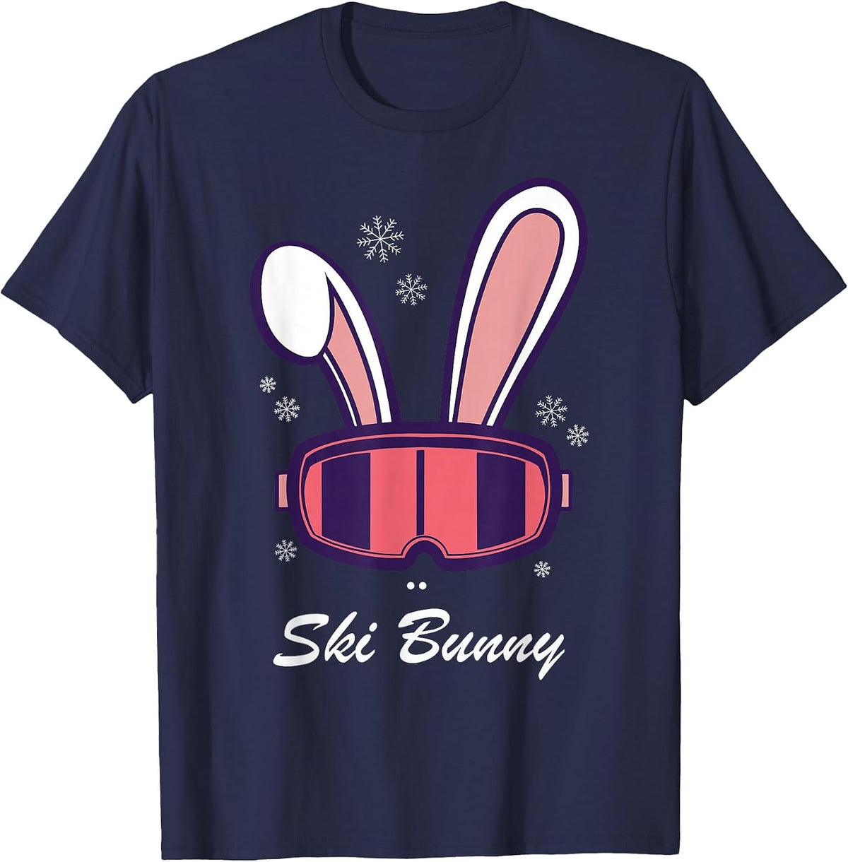 Funny Snowboard Ski Face Funny Ski Bunny T-Shirt - Navy Blue