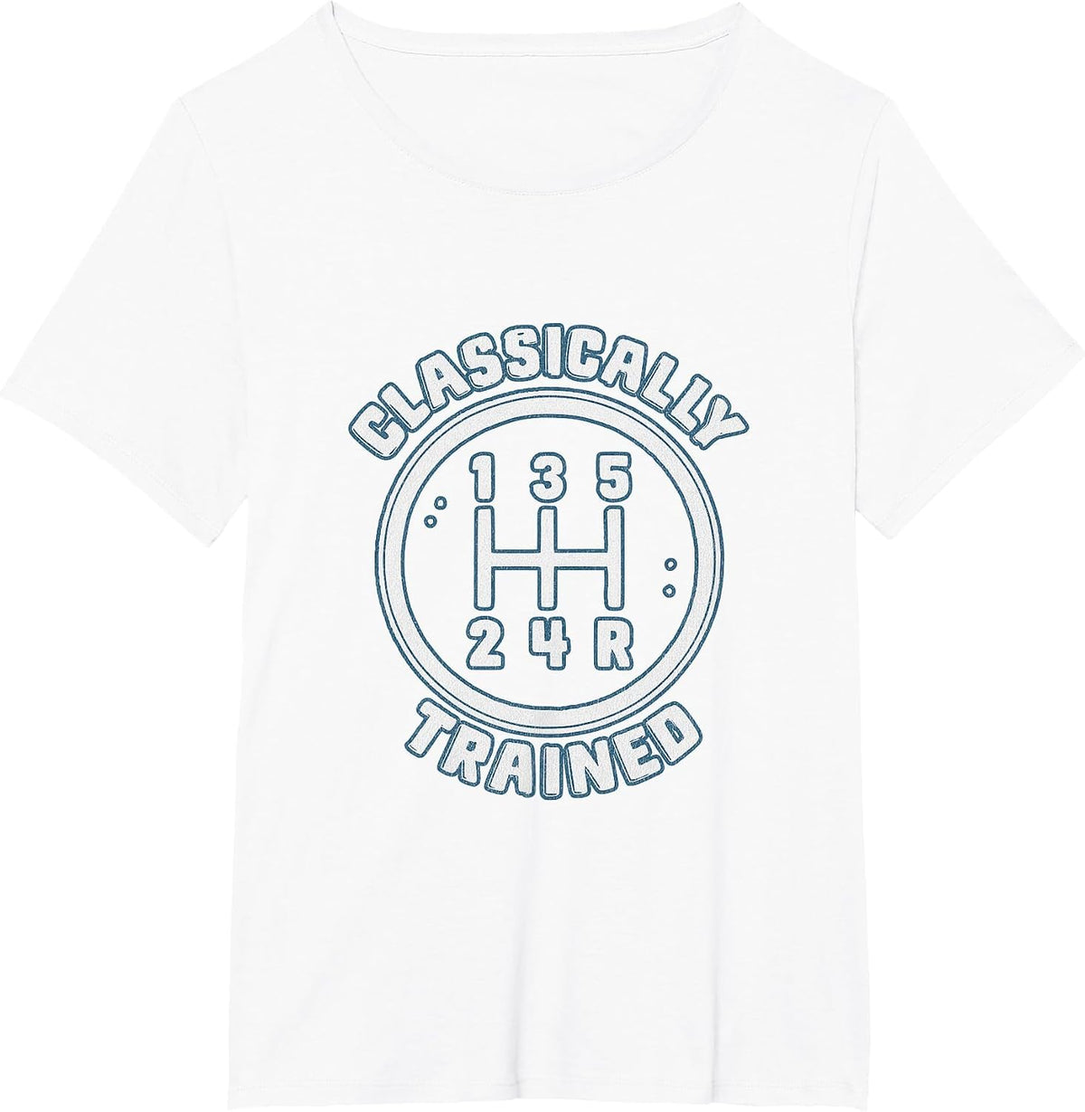 Automotive Classically Trained Manual Gear Shift Retro Car T-Shirt - White