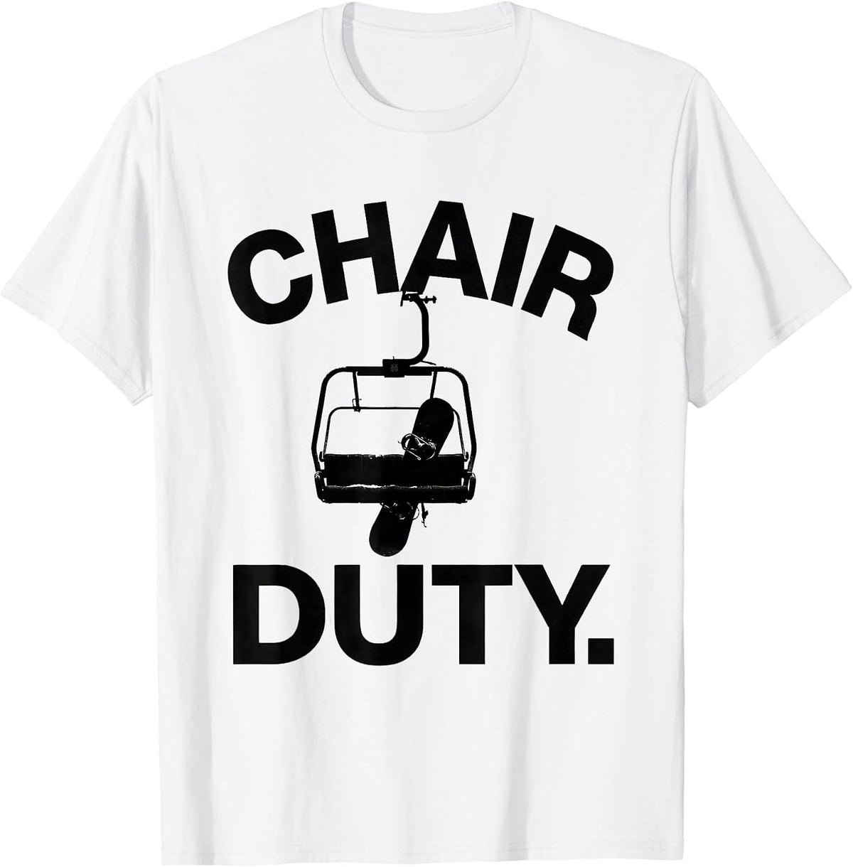 Men's Chair Duty Minimalist Ski Lift Snowboarder Winter Sports T-Shirt - White