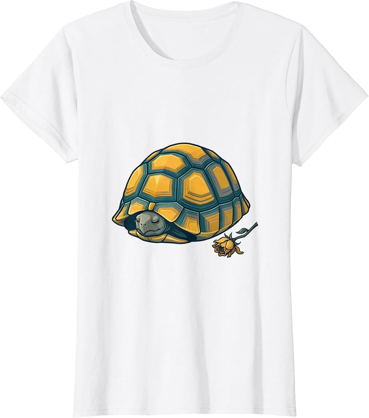 Women's Tortoise Humor Flat Vector Turtle Lover Gift T-Shirt - White
