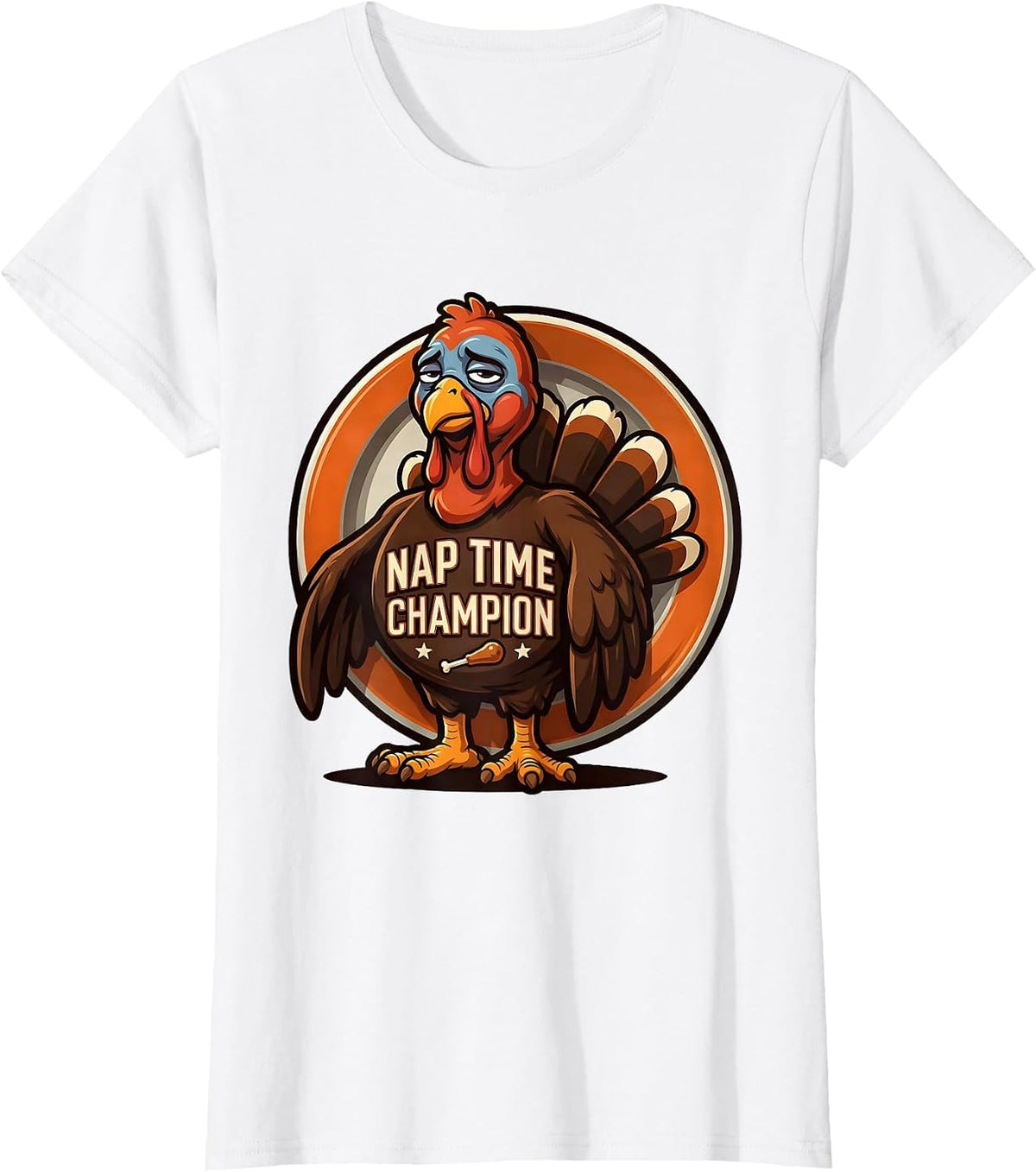 Nap Time Champion Funny Turkey Family Thanksgiving Crew T-Shirt - White