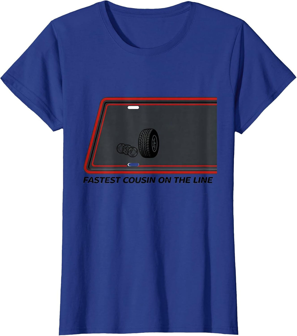 Women's Fastest Cousin On The Line Patriotic RC Racing Drag Strip T-Shirt - Royal Blue