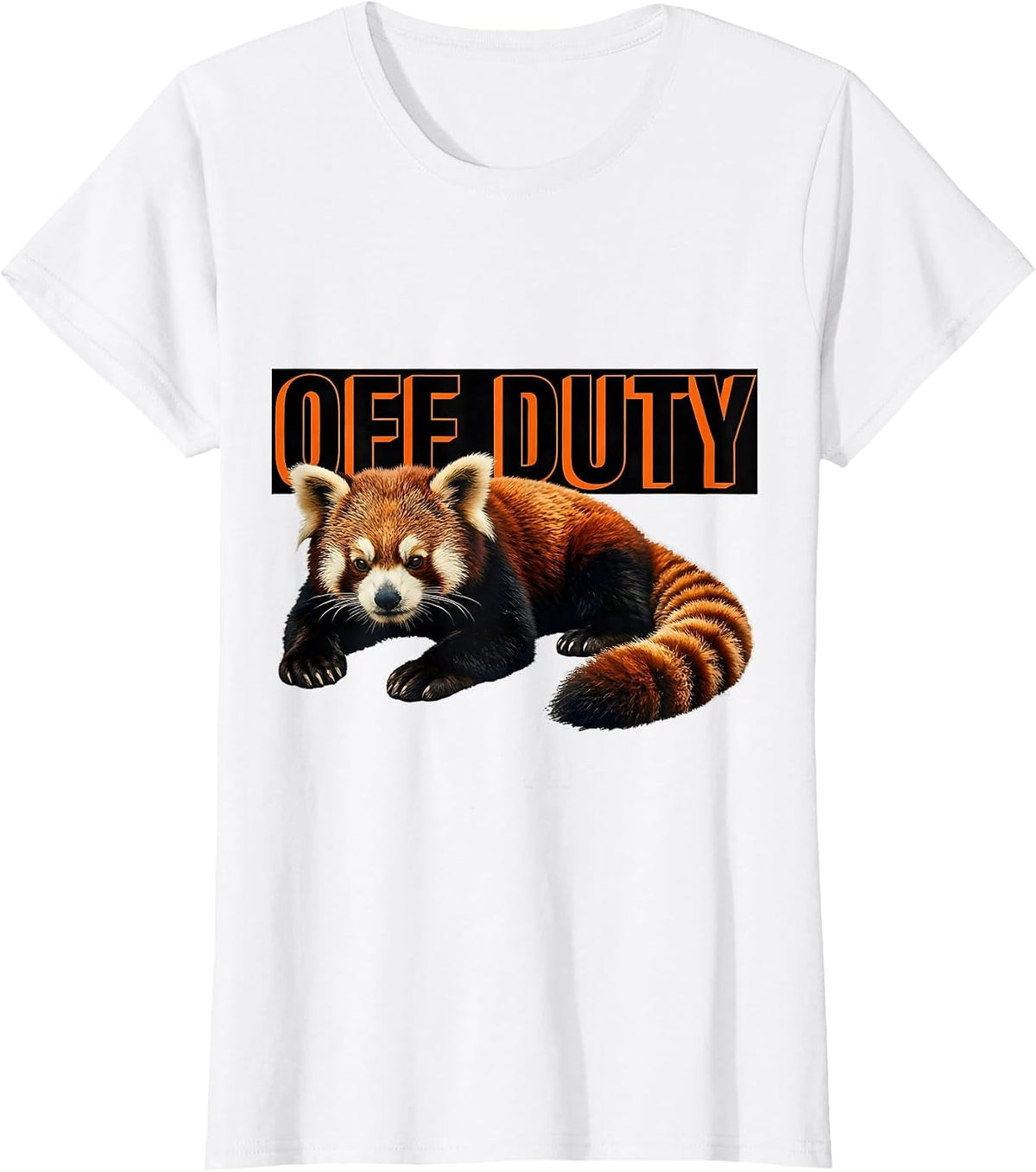 Off Duty Brutalist Graphic Red Panda Lover Animal Enthusiast T-Shirt - White