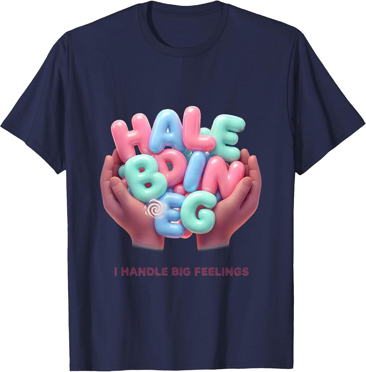 I Handle Big Feelings Cute Kawaii Counselor Mental Health T-Shirt - Navy Blue