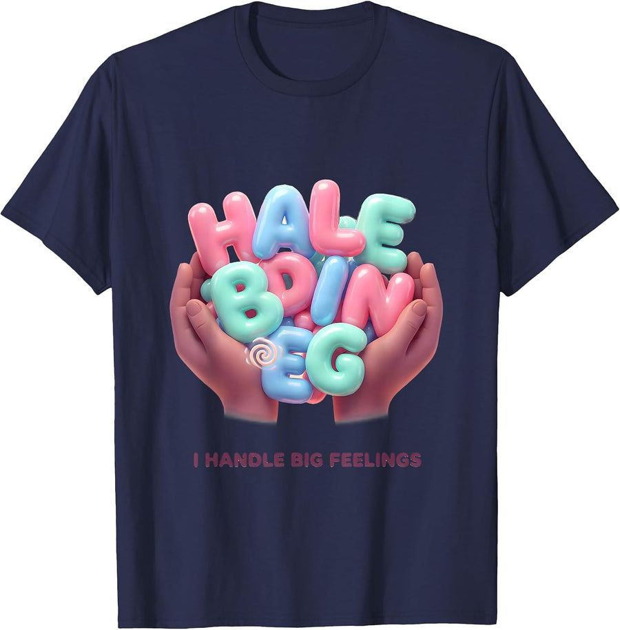 I Handle Big Feelings Cute Kawaii Counselor Mental Health T-Shirt - Navy Blue