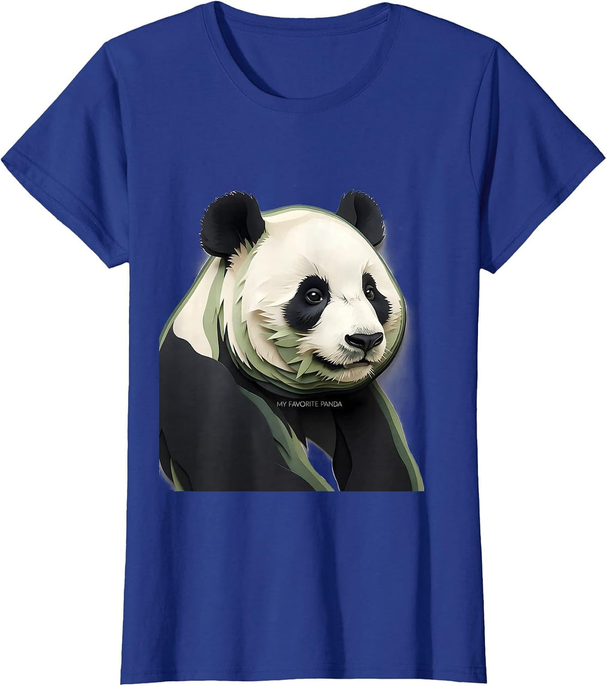 Women's My Favorite Panda Paper Cutout Animal Art Portrait Panda T-Shirt - Royal Blue