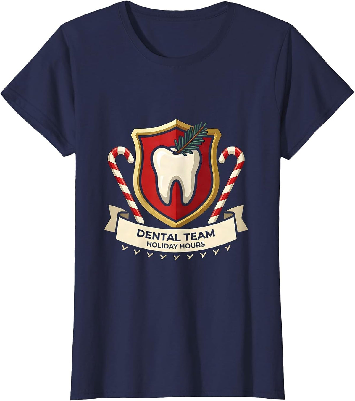 Women's Dental Team Holiday Hours Funny Dentist Christmas Dental T-Shirt - Navy Blue