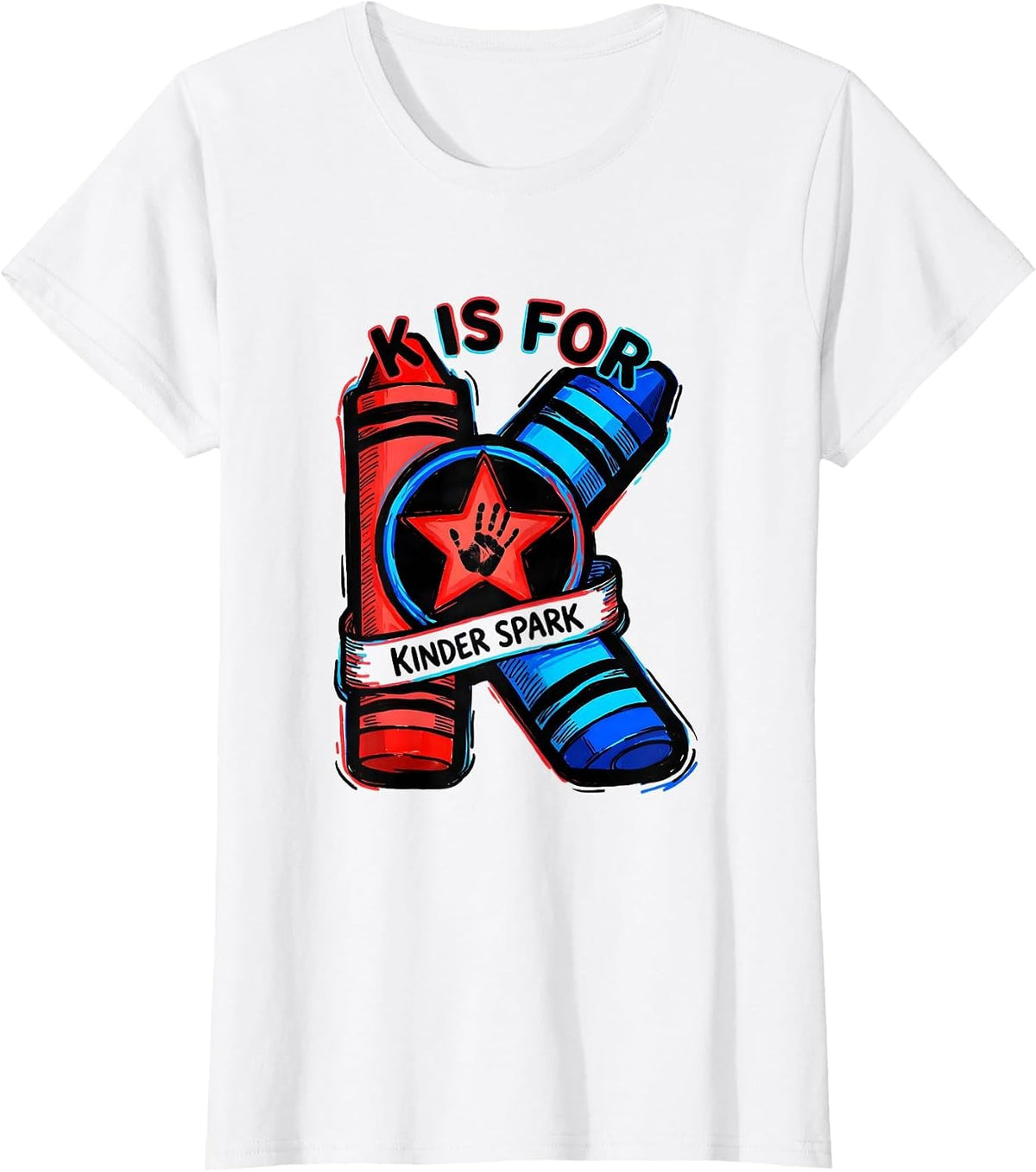 K Is For Kinder Spark Playful Kindergarten Teacher Back To T-Shirt - White